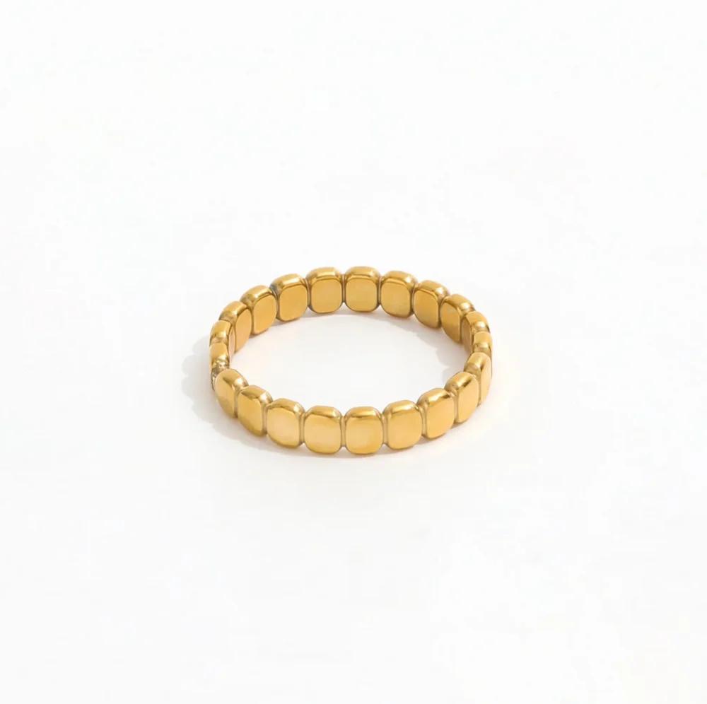 2/4mm Tiny Thick Selection Gold Color Beaded Stainless Steel Rings for Women Retro Statement Plain Band Knuckle Stacking Jewelry 6