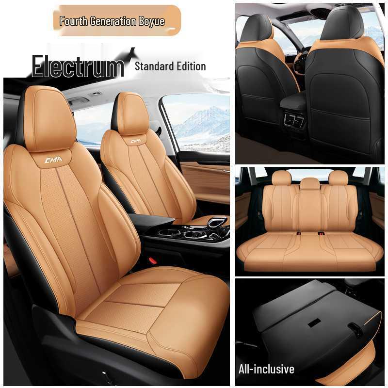 Breathable Perforated Leather Seat Covers for 2023-2025 Geely Boyue L: Full Coverage, Four Seasons Cushion