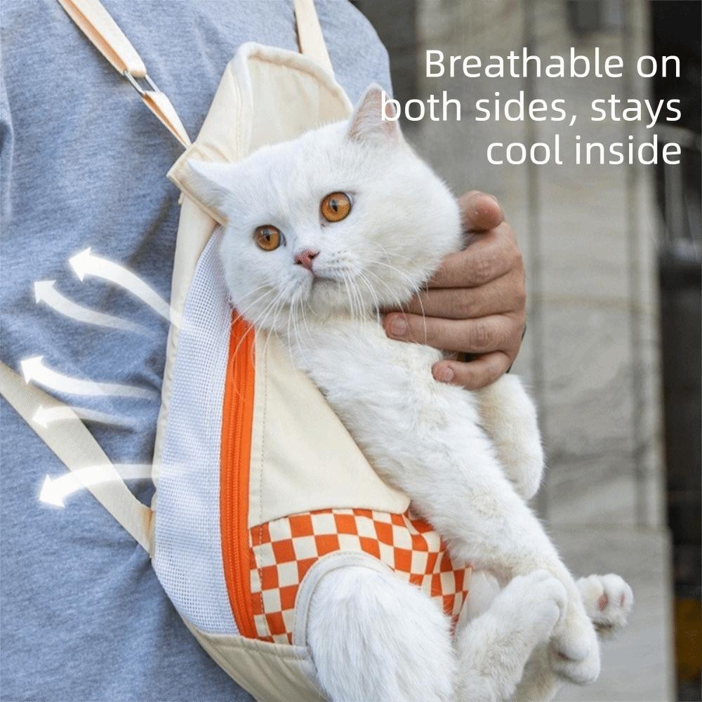 Portable Hands Free Pet Chest Bag Comfortable Soft Pet Backpack Breathable Large Capacity Cat Carrier Bag Outdoor Use