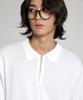 AGOD Washable Half-Zip Collared Short-Sleeve Knit [Ivory]
