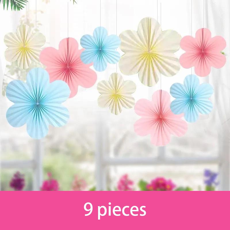 9 szt./zestaw Papierowe Kwiaty Dekoracje na Ścianę Papierowe Wentylatory Dekoracja Klasy Papierowa Florystyczna Tło Dekoracja Papierowe Wentylatory Dekoracja
