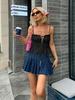 Womens Tie Front Crop Cami Top Ruffle Spaghetti Strap Y2K Summer Shirt