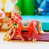 Keychain Pendant Double-Sided Rhinestone Chinese Zodiac Fortune-Attracting Horse Key Chain Metal Handbag Charm