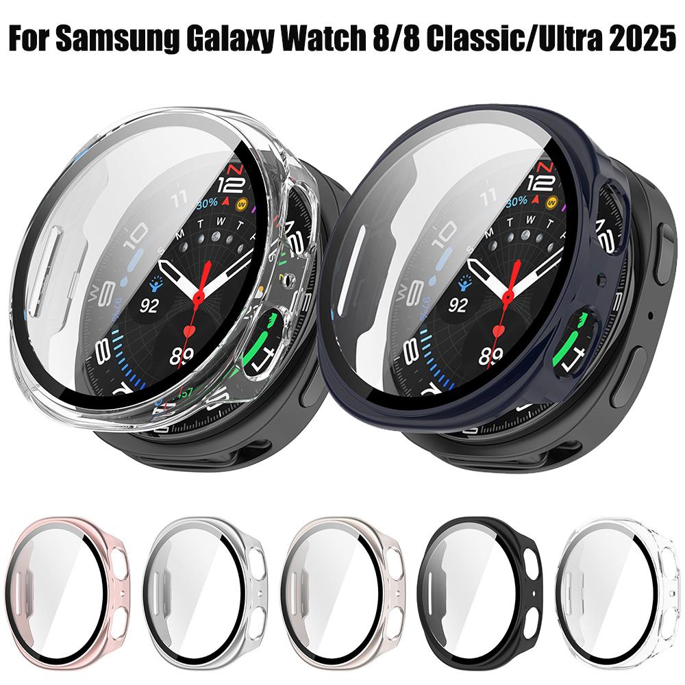 Tempered Glass PC Case for Samsung Galaxy Watch 8 40mm 44mm 8Classic 46mm Protector Cover for Galaxy Watch Ultra 2026 47mm Shell