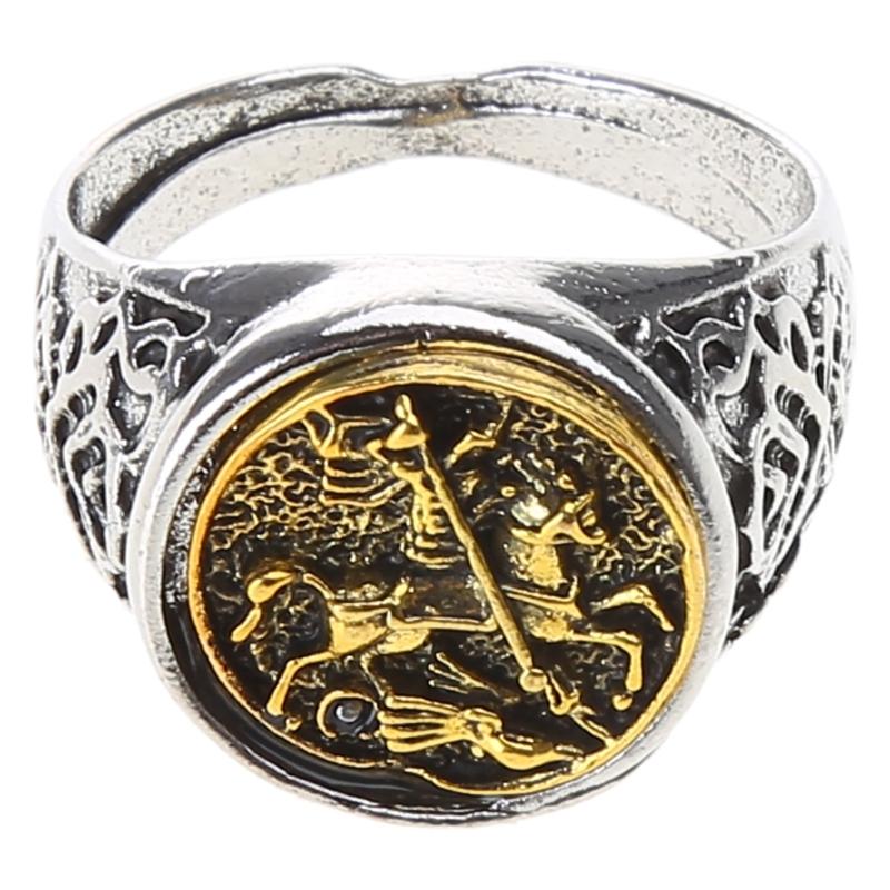 Men's Rings Handmade Jewelry Gifts Sovereign Saint George Portrait Roman Soldier Ring Fashion for Men Husband Boyfriend