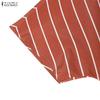 ZANZEA Women Casual V-Neck 3/4 Sleeve Summer Stripe Dress