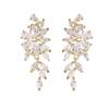 Elegant Zircon Leaf Tassel Earrings for Women - Stylish European & American Design