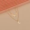 Gold Chain Iron Single Hanging Moon Disc Chain Pendant Double Necklace