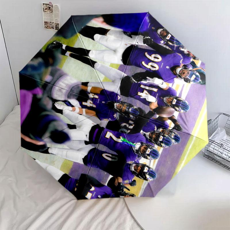 Baltimore Ravens Players Pattern, Automatic Folding Umbrella, Portable and Foldable Design, 8 Ribs, a Christmas or Birthday Gift.