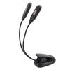 LED Desk Lamp Double Headed USB Rechargeable Clip Table Lamp for Dormitory Reading Piano Music Score Black