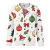 Dames Kerstprint Lange Mouwen Gebreide Vest Knopen aan de Voorkant Trui voor Feestdagen en Winterkleding