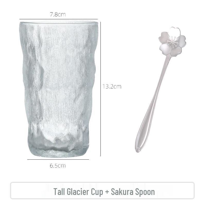 

Чжаоран Высокий стакан для питья из стекла с узором «Ледник» и ложкой «Цвет сакуры»