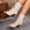 Ummer New Lace-up Hollow Design Short Boots Fish Mouth Sandals Casual Comfortable Shallow Mouth One-foot Sandals 35--42 Size