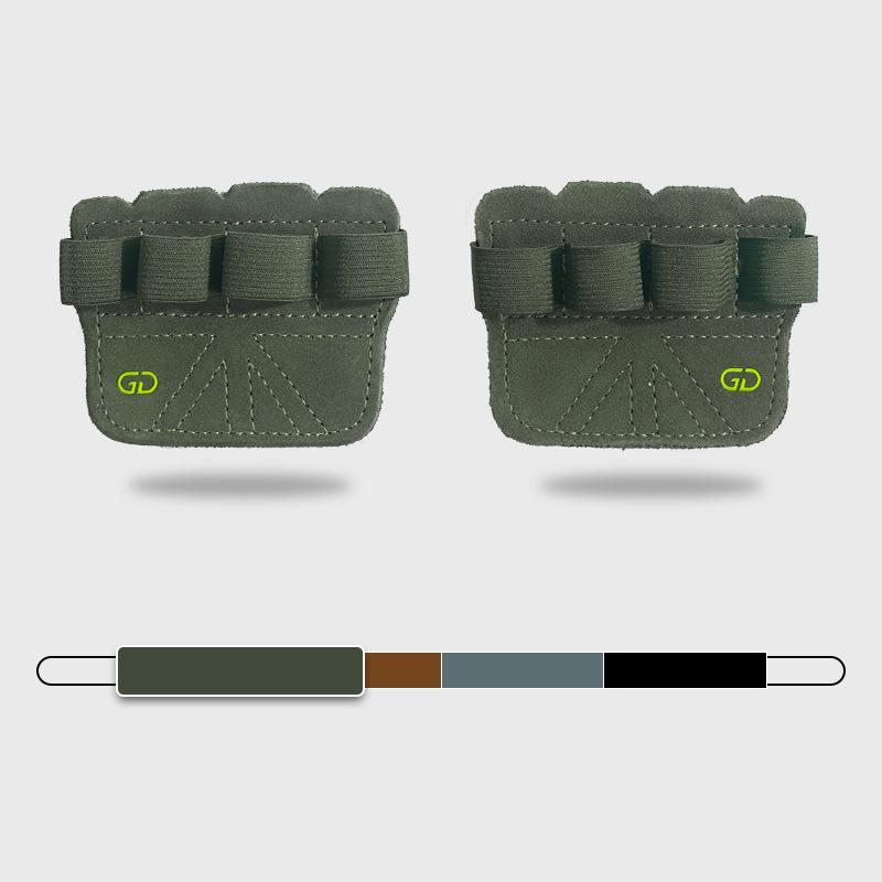 

OLIKEI 2 шт. Кожаные фитнес-перчатки с четырьмя пальцами, накладки для захвата в тренажерном зале, перчатки-защита для тяжелой атлетики, кожаная защита ладони против скольжения для становой тяги, подтягиваний One Size зелёный