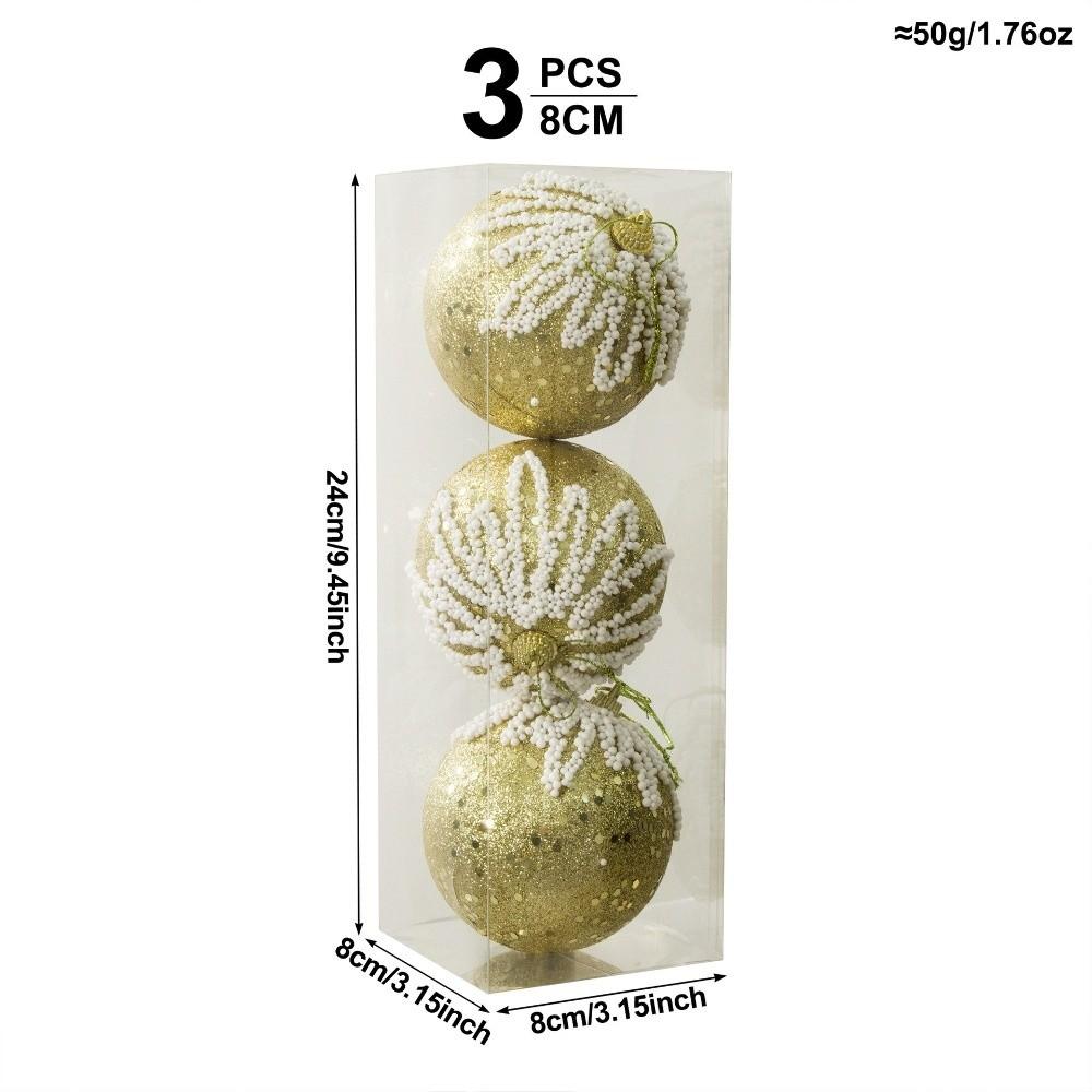 3Pcs/Set Creative Christmas Tree Balls 8CM Xmas Ornament Ball Durable Christmas Ball Home