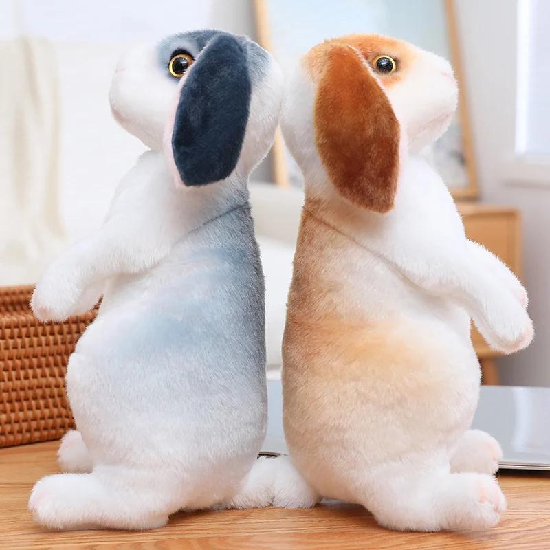 Enorme mini juguete de simulación de perro y conejo, lindo animal suave, muñeco de simulación, regalo de cumpleaños de Pascua, juguete para niños, decoración de dormitorio