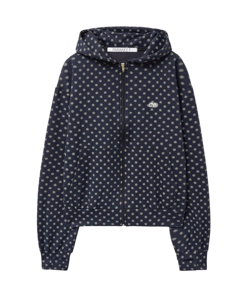 Parakeet Dot Drift Zip-Up Hoodie (Dark Navy)