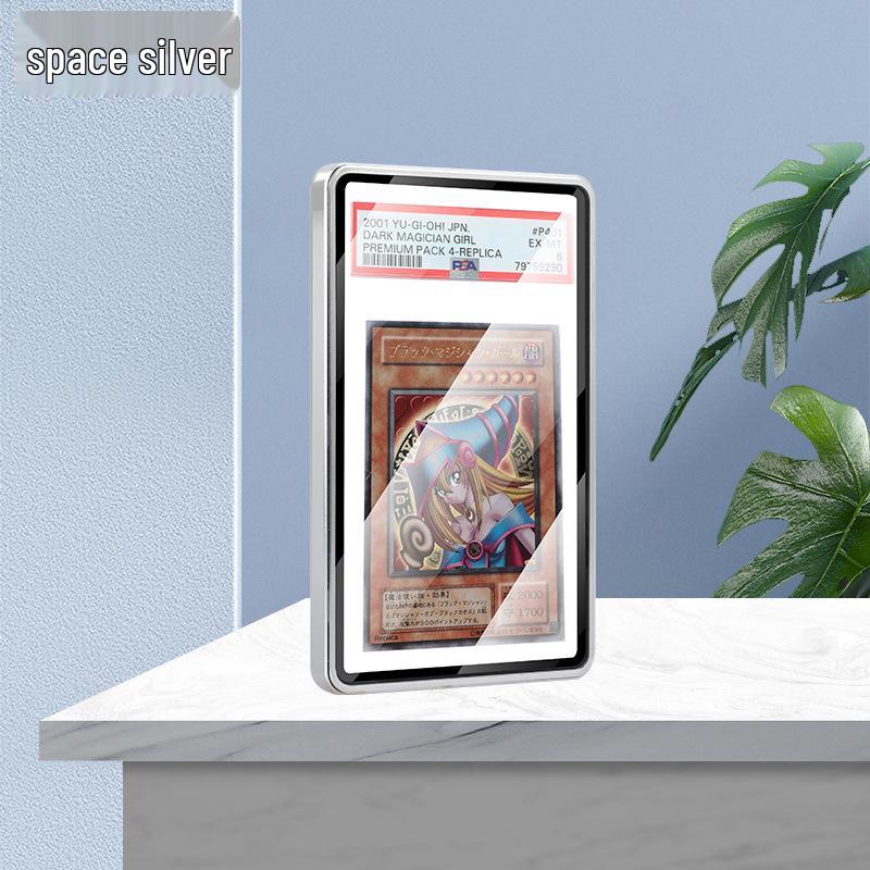 PSA Universal Graded Card Sleeve - Glossy Metal Snap-On Protective Case with Stand (Drop & Dust-Proof)