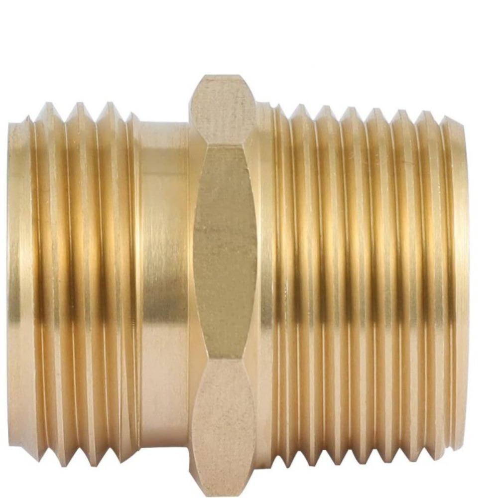 Brass Pipe Hex Nipple Fitting 3/4GHT X 3/4NPT Male Thread Quick Adapter Coupler Connector for Water Oil Gas