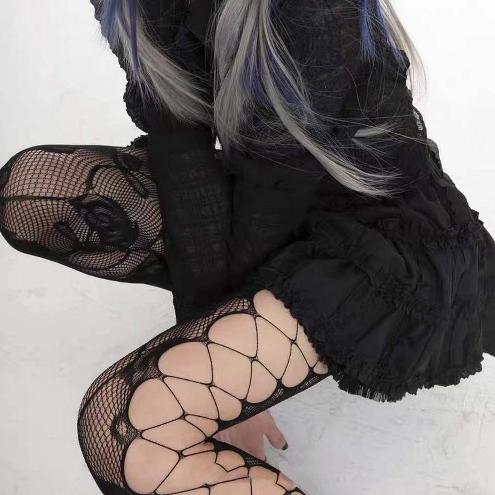 Lolita Fishnet Socks Printing Pantyhose Hollow Lace Tights Female Stockings Body Stockings