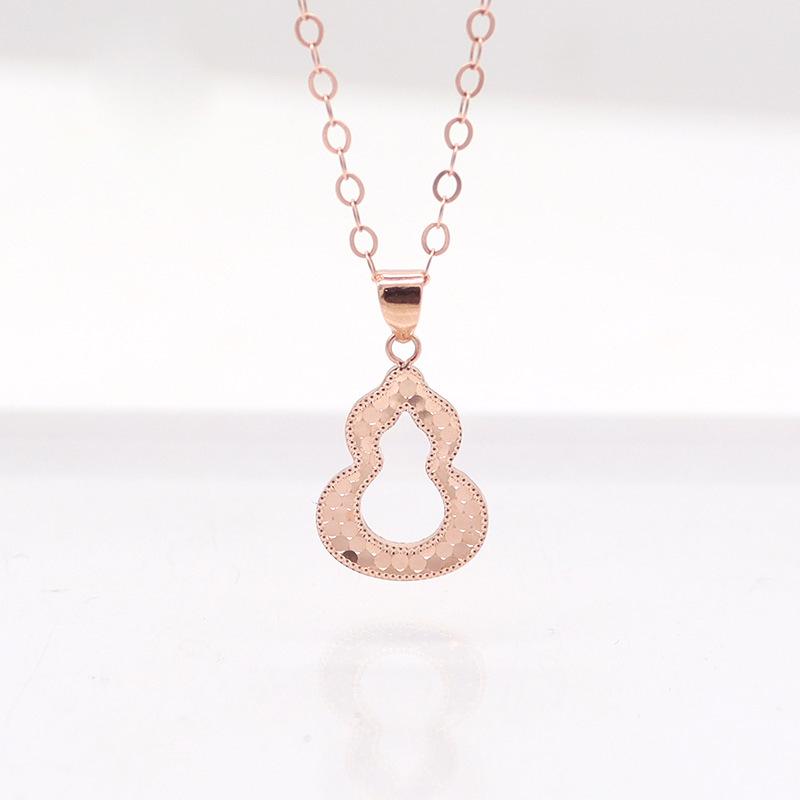 Exquisite Russian 585 Purple Gold Dragon Scale Flash Piece Safe Hollow Gourd Pendant Plated Rose Gold Bouncing Necklace (single pendant)