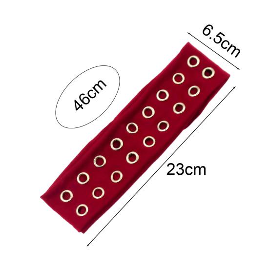 Headband Punk Style Rock Air-eye Decor Hair Band Elastic Fabric Eyelets Punk Headwrap Hair Accessory