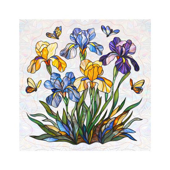 Floral Window Privacy Film Iris Sunflower Rainbow Window Film UV Blocking Static Cling