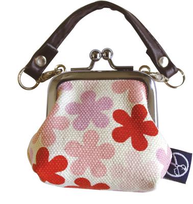 Goshiki Hanpu-do [KYOTO JAPAN] 1.8-square Coin Purse, Five-color Flower Design, Pink