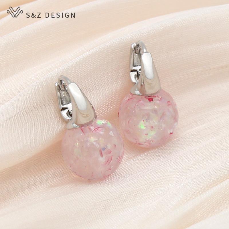 

Модные роскошные круглые красочные серьги-капли для женщин и девочек, модные элегантные украшения, серьги цвета розового золота, подарок