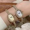 Sunlifex Diamantbesetzte ovale Zifferblatt Armbanduhr für Damen Quarzarmband Berühmte Marke Damenarmbanduhren Saati Relojes