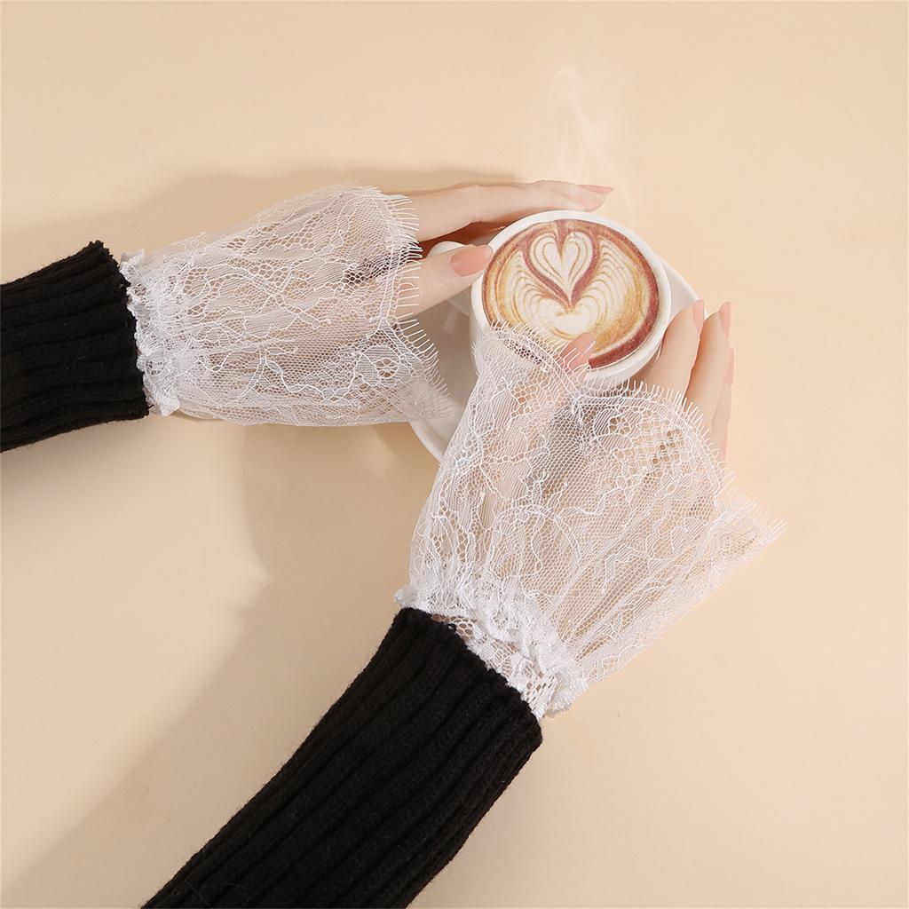 Lace Flower False Sleeves Wrist Cuffs Sleeves for Anime Event Role Playing Handwear Decorative Armcovers for Women Wear