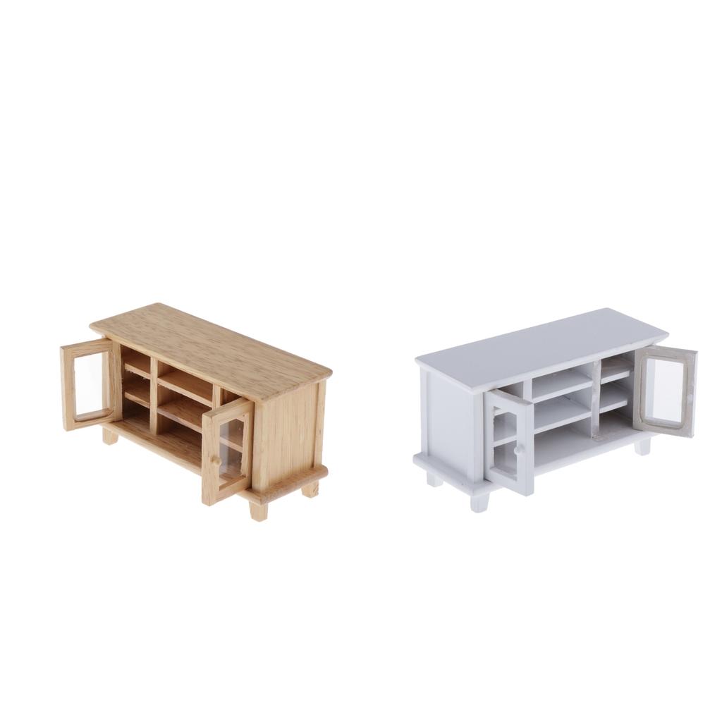 1:12 Dollhouse Miniature Wood TV Cabinet Stand Bench Living Room Decoration