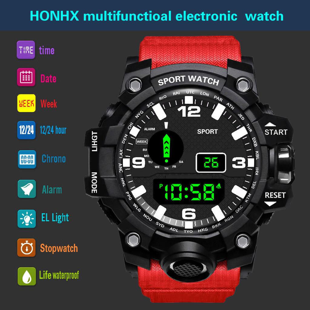 Outdoor Mens Digital Sports Watch With Silicone Strap For Running And Fitness