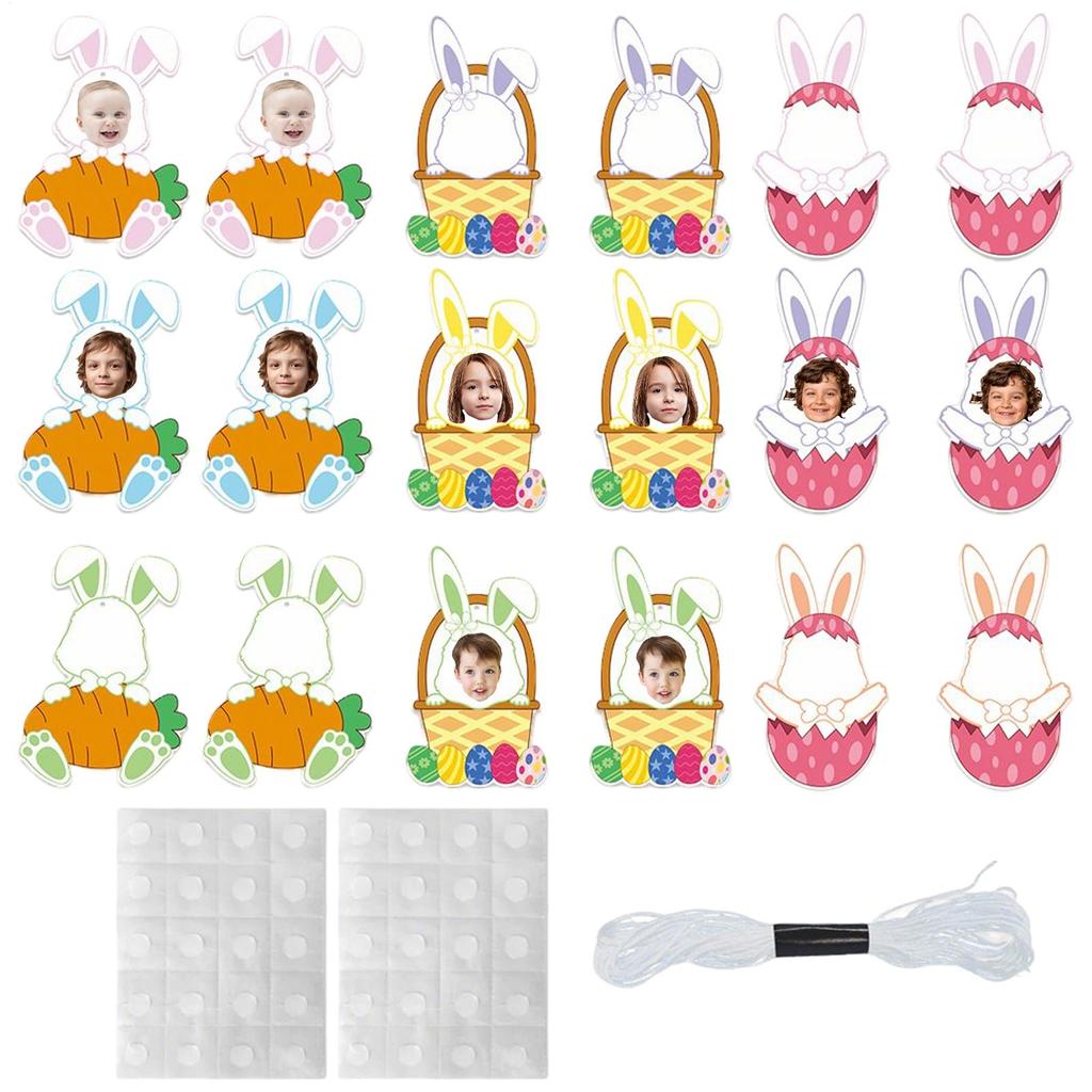 18pcs DIY Easter Bunny egg Decoration Photo Frames Paper Easter Party Decoration Photo Frames Spring Decor With Adhesive Tape