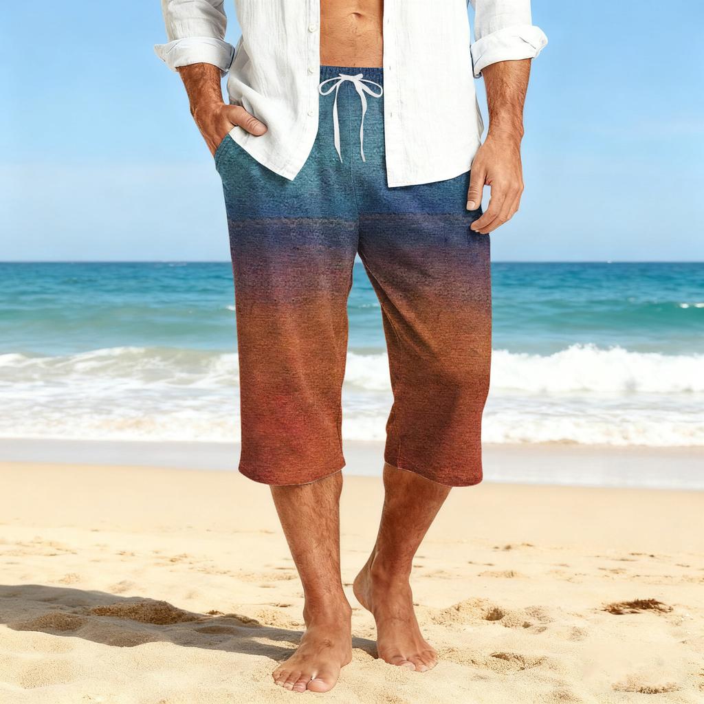 Men's Casual Drawstring Cropped Shorts