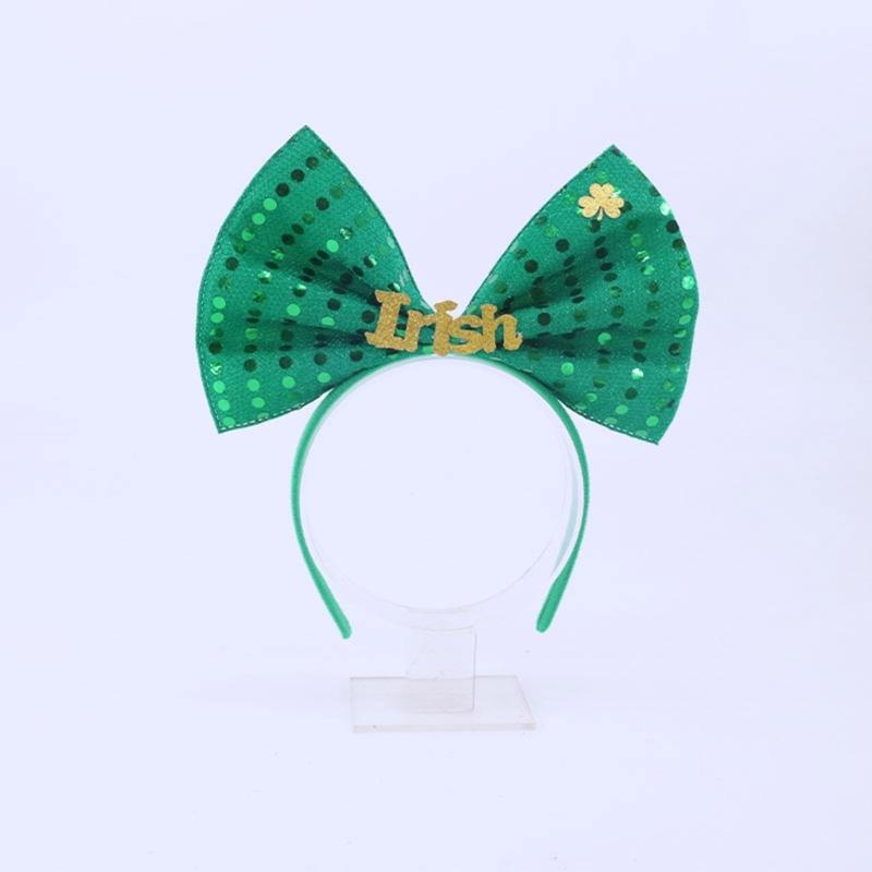 Irish Leprechaun Bowknot Hair Hoop Fashion Statement Karaoke Party Leprechaun for Irish Day Stage Photo Props