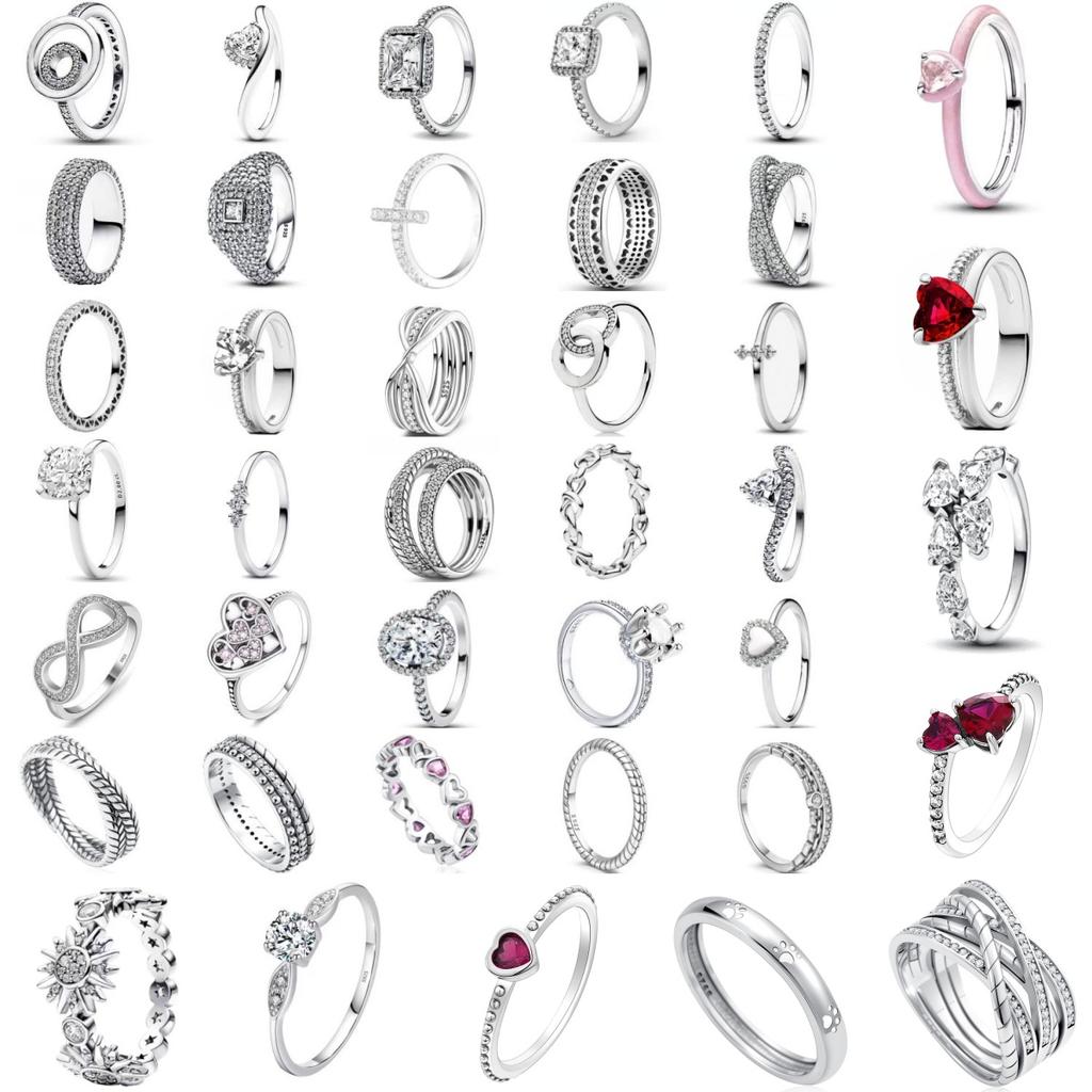 European New 925 Silver Size 6, 7, 8, 9 Heart-Shaped Flower Shaped Ring Suitable for Wedding Parties Women's Exquisite Luxury