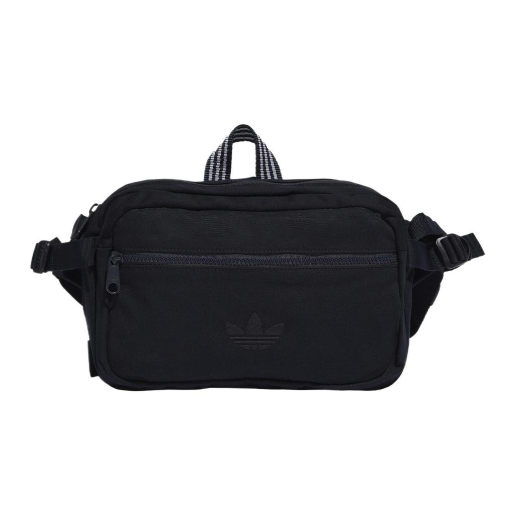 adidas Originals Classic Fashion Rubber Badge Cotton Shoulder Crossbody Waist Bag Unisex Bags Navy-Blue IB9182
