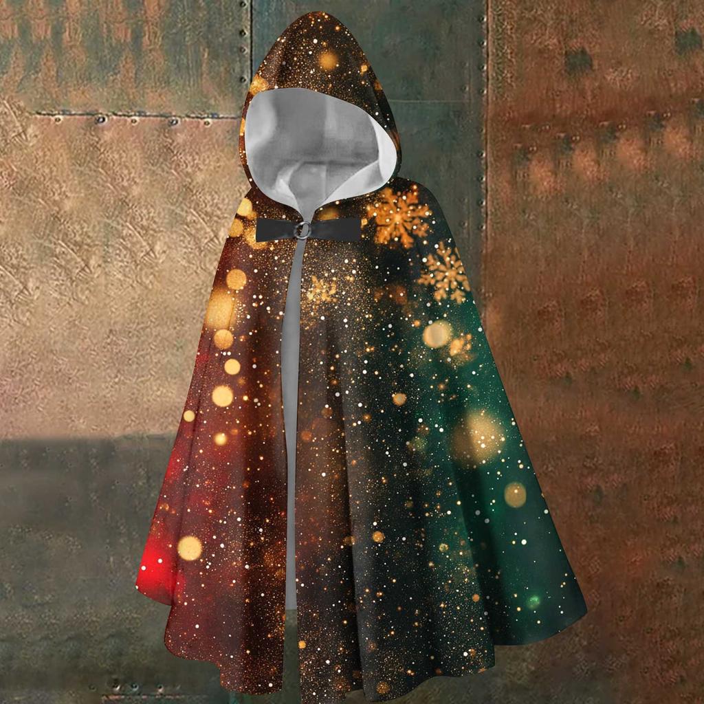 Christmas Print - A Stylish Long Hooded Cape Suitable For Both Men And Women
