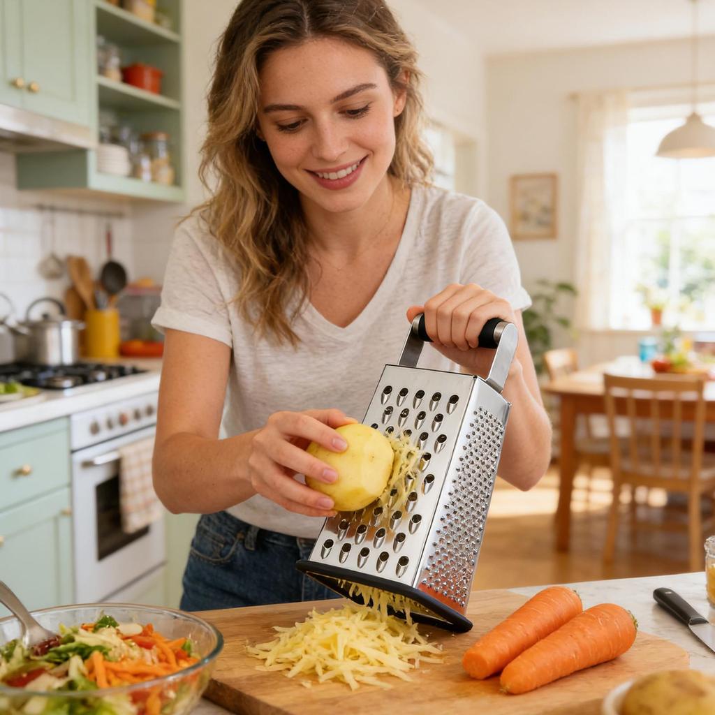 Cheese Grater Four-Sided Non-Slip Handle Kitchen Gadgets Cheese Shredder Food Grater for Fine Medium Coarse Slicing Vegetable