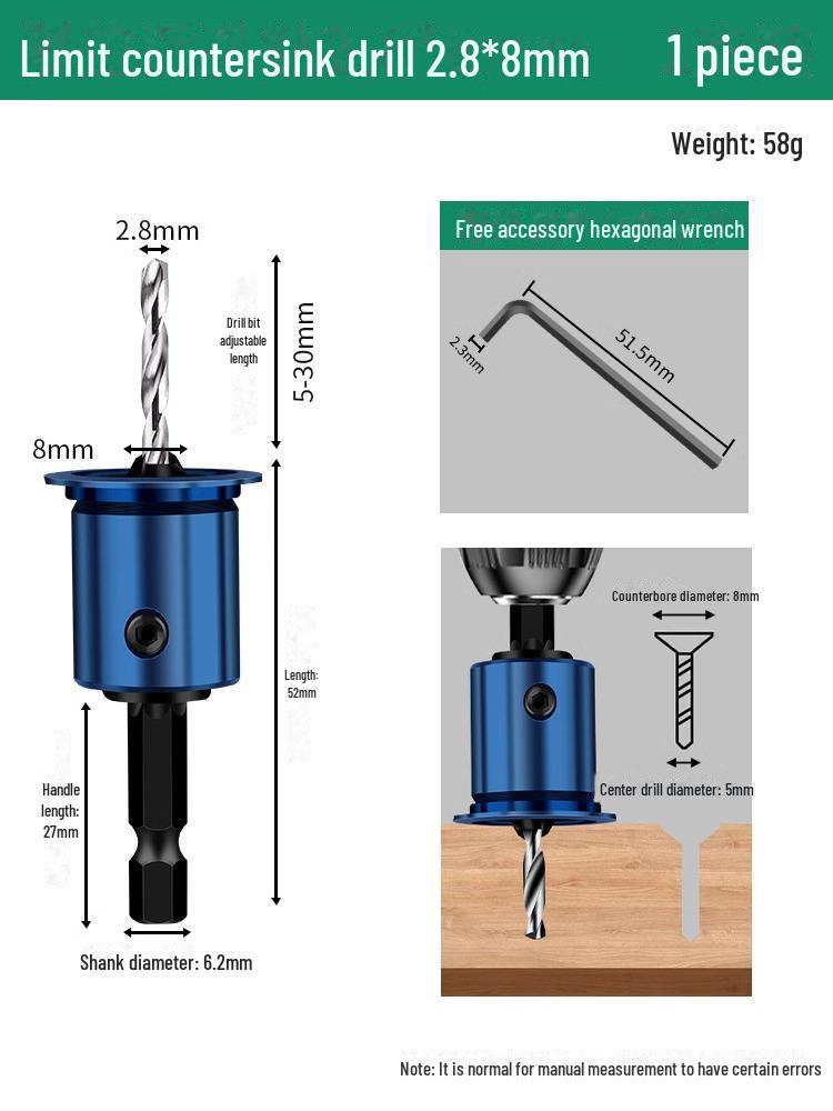 

Набор сверл-зенкеров Baolian с шестигранным хвостовиком для деревообработки