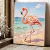 Framed Pearl Painting Kit Flamingo Bird Tropical Beach Scene DIY 3D Bead Art Canvas Relaxing Handmade Craft for Adults Art Decor Gift