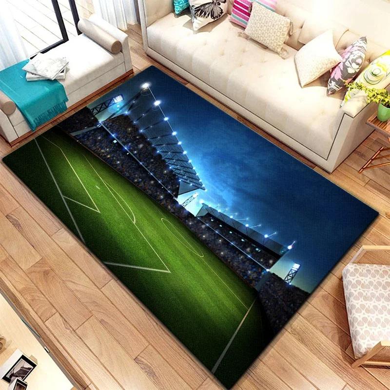 Soccer Football Sports Silhouette Pattern Carpet for Living Room Rugs Camping Picnic Mat Anti-Slip Rug Crawl Mat Fans Gift