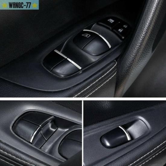 Chrome Car Window Lift Button Trim Cover Bezels For Nissan Rogue Sport 2017-