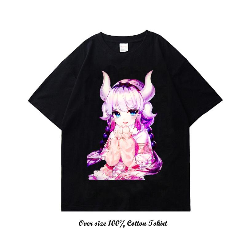 Anime Miss Kobayashis Dragon Maid Graphic Print T Shirt Fashion Plus Size Cotton Crew Neck Short Sleeve T Shirt Women Unisex