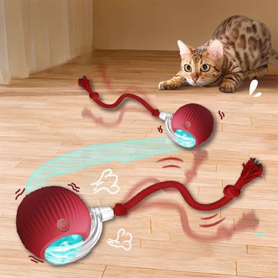 Cat Interactive Ball Toys Automatic Rolling Ball Faux Tail Rechargeable Smart Pet Electric Toy Dog Cat Training Imitate Mouse