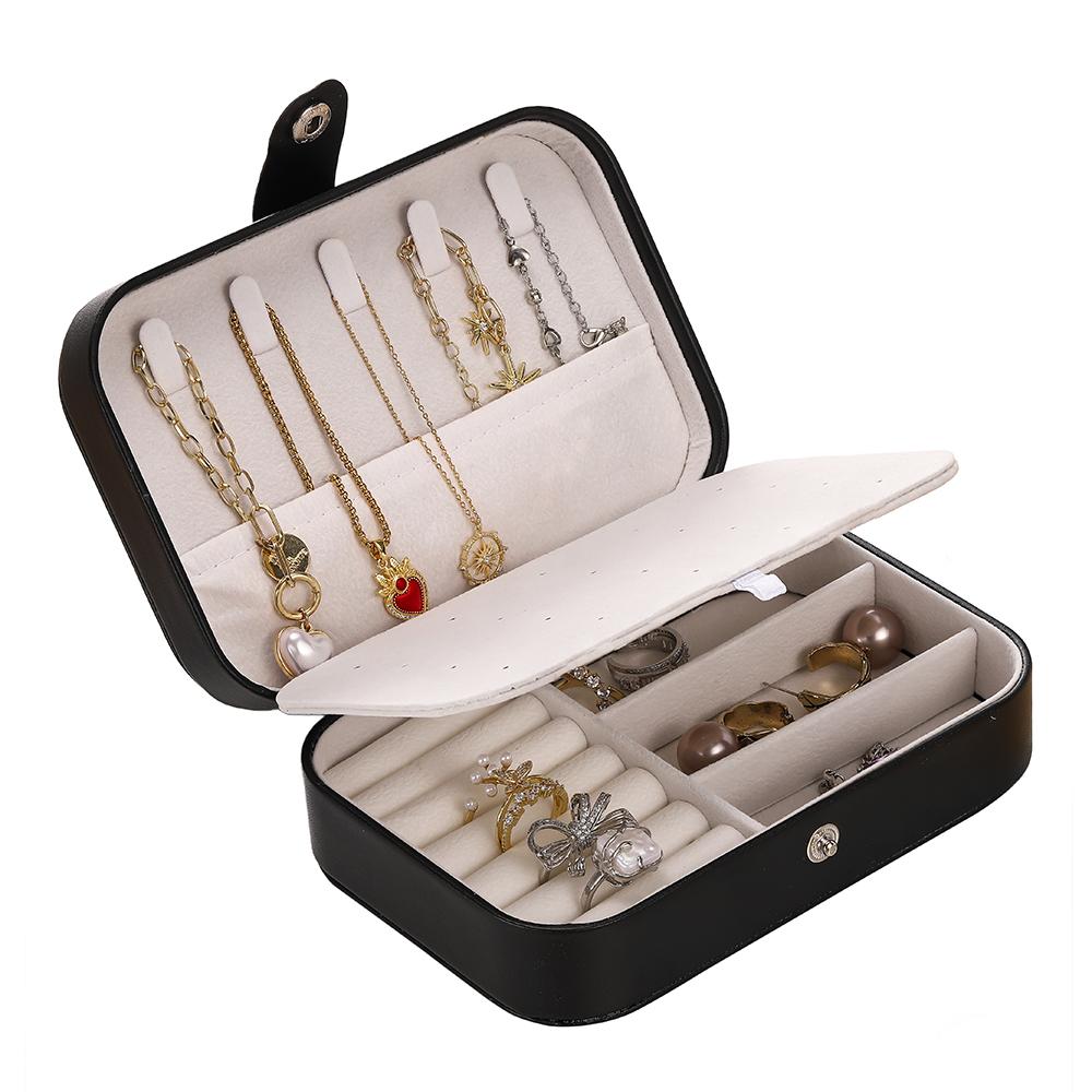 Double-Layer Jewelry Storage Box Portable Travel Jewelry Holder Organizer Storage Display Ring Necklace Earrings Bracelet Stand