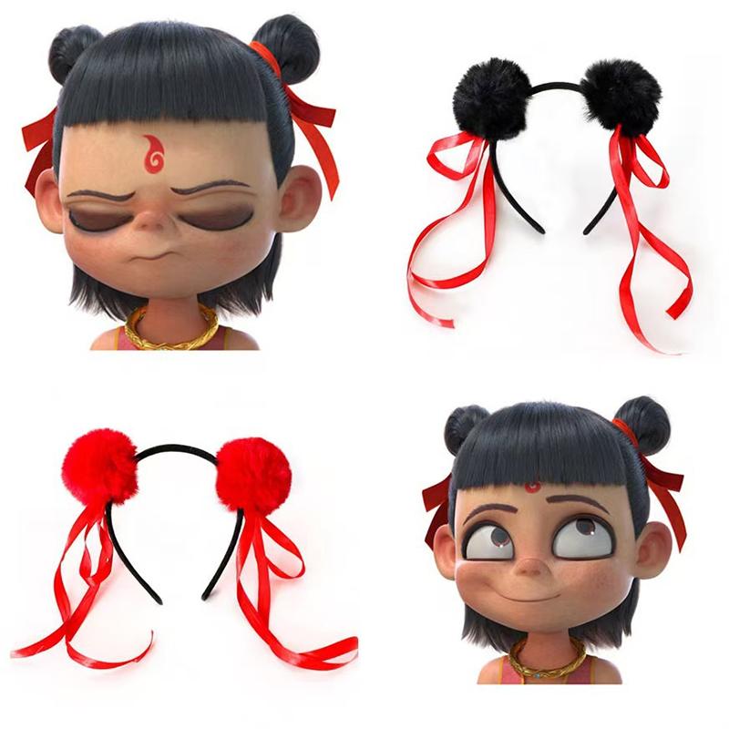Ne Zha 2 Plyšová čelenka s kuličkou Animované filmové postavy Miniso Nezha Stejný styl gumičky do vlasů Roztomilé vlasové doplňky Dětský cosplay
