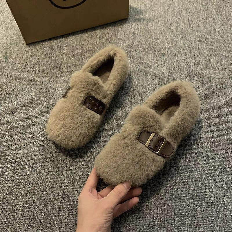 New Warm and Thickened Cotton Shoes for Women, Versatile and Suitable for Home Use with Fleece