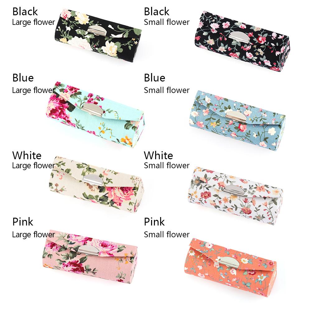 Lipstick Case Mini Mirror Lip Gloss Box Flower Designs Retro Embroidered Jewelry Holder Women Beauty Makeup Storage Fashion Gift